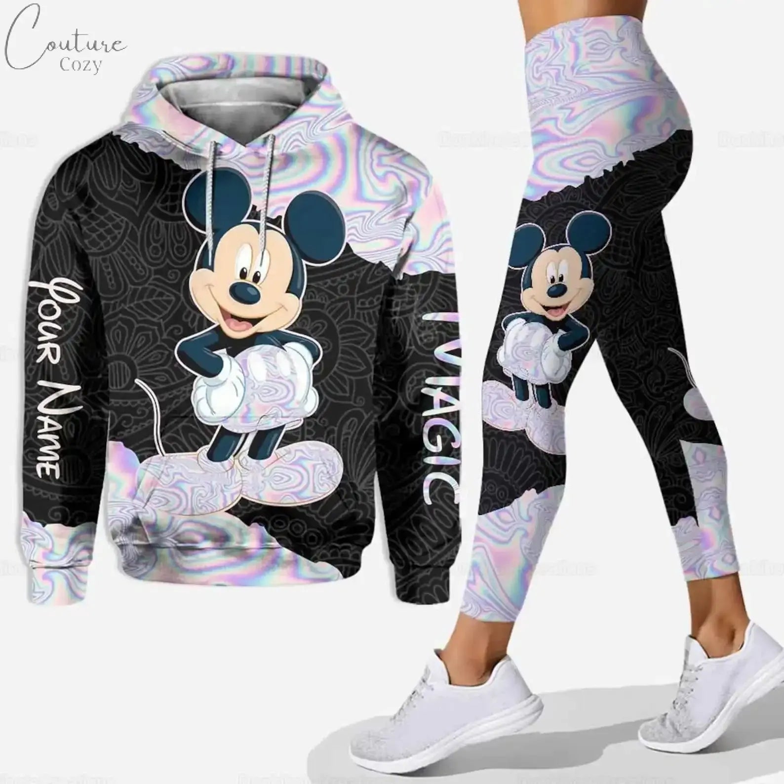 Customizename Mickey Hoodie Women's Hoodie Set Mickey Yoga Pants Sweatpants Womens Disney Yoga Hoodie Leggings Fashion Tracksuit Couture Cozy