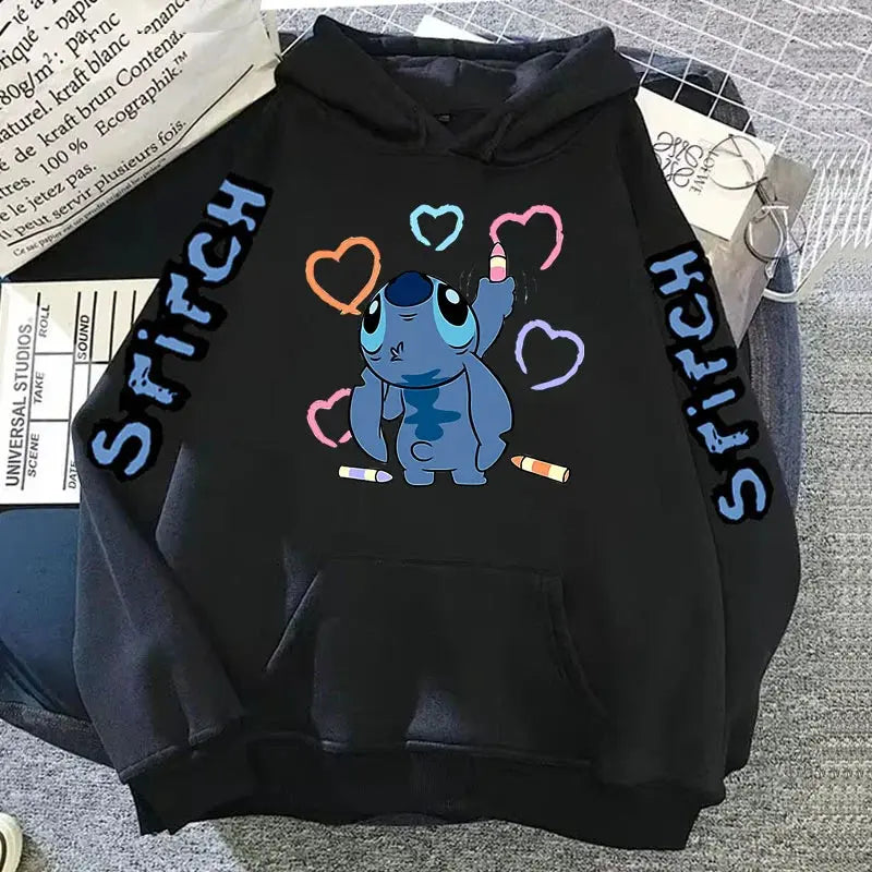 Disney Lilo Stitch Autumn Womens Hoodie Long-Sleeved Women's Sweatshirts Y2k Hoodies Clothes Casual Female Hoodies Sweatshirt Couture Cozy