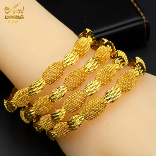 Dubai Bangles For Women Middle East Gold Color Bangle Ethiopian Saudi Arab Bracelet Wedding Bride Jewelery African Birthday Gift