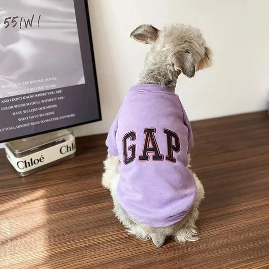 Fashion Embroidery Dog Clothes Hoodie Letter Pet Clothing for Small Dogs Kawaii Autumn Winter Bichon Print Purple Ropa Perro - Couture Cozy