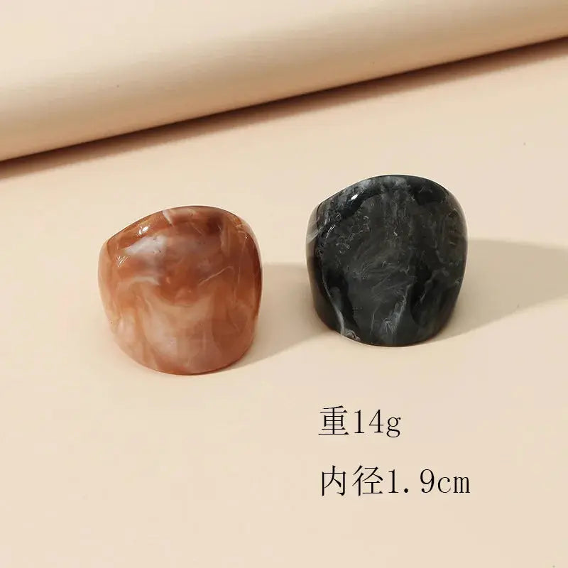 Fashion Irregular Marble Pattern Texture Rings 2021 New Big Acrylic Statement Ring Set For Women Finger Jewelery Travel Gifts