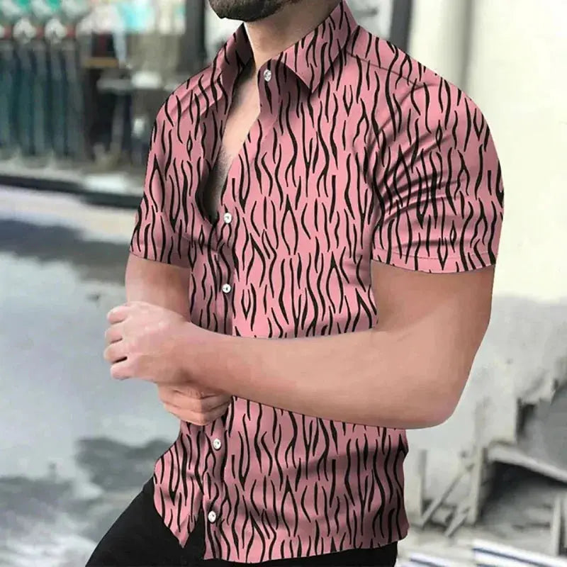 Fashion Leopard 3D Printed Shirt Summer New Men's Hawaiian Casual Short Sleeves Shirts Streetwear Outdoor Blouse Man's Clothing Couture Cozy