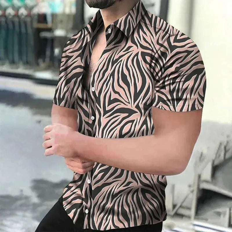 Fashion Leopard 3D Printed Shirt Summer New Men's Hawaiian Casual Short Sleeves Shirts Streetwear Outdoor Blouse Man's Clothing Couture Cozy