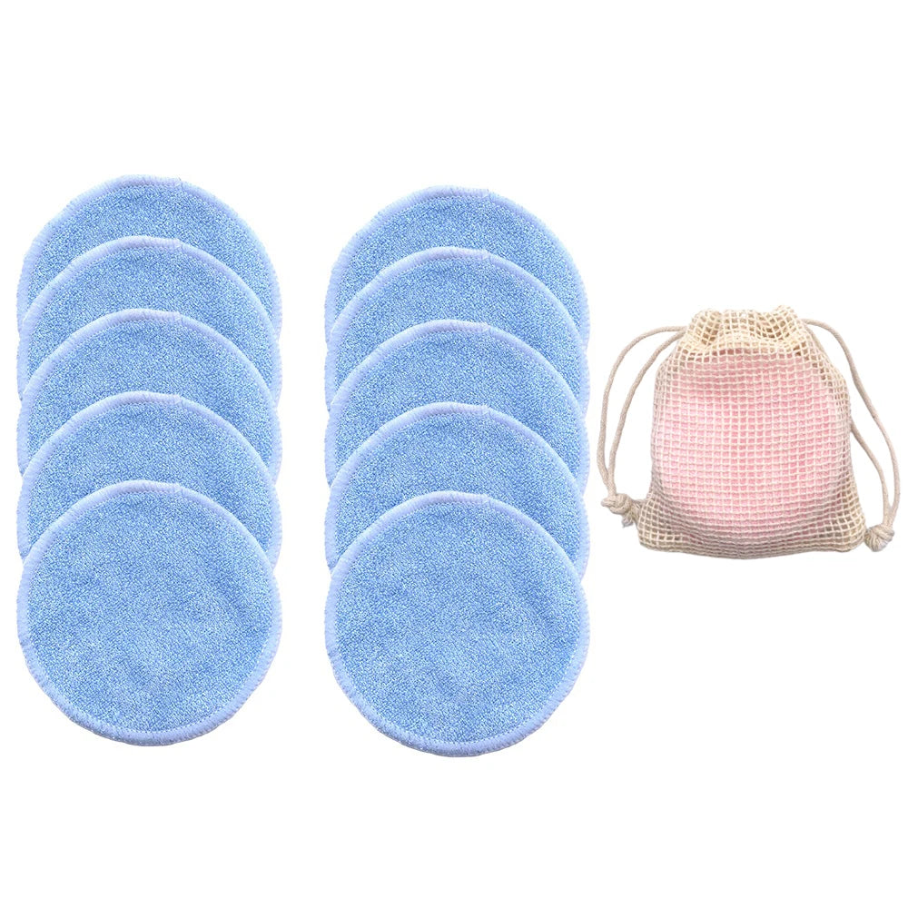 Eco Reusable Bamboo Makeup Remover Pads 10pcs/Bag Washable Rounds Cleansing Facial Cotton Make Up Removal Pads Tool