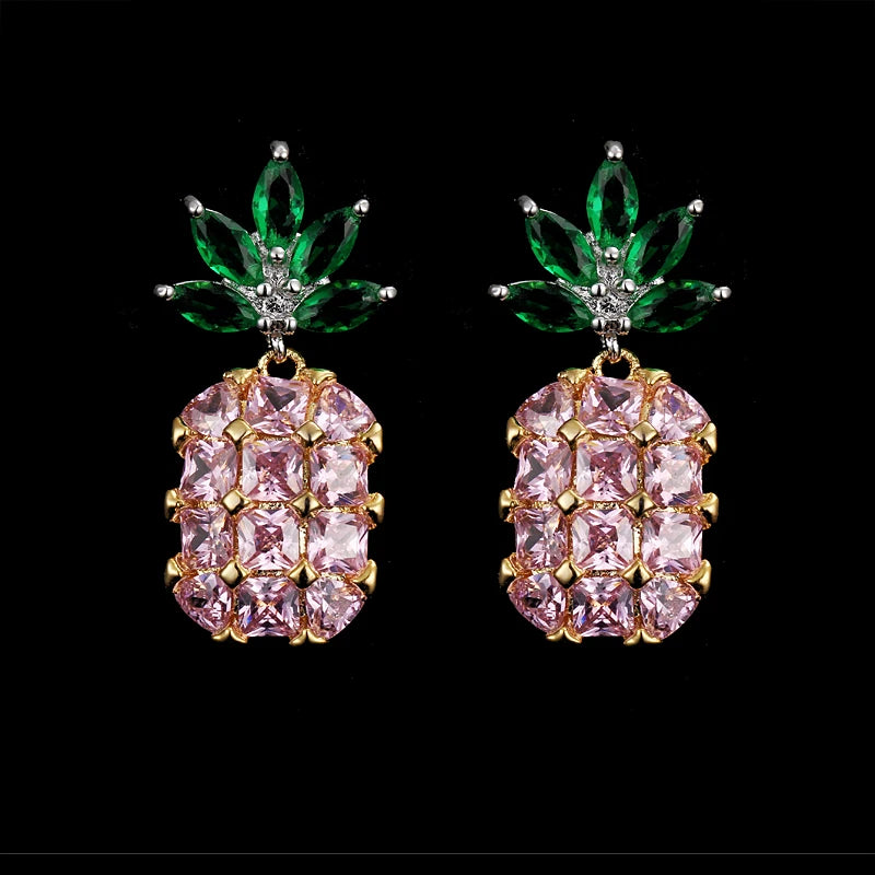 2017 Z Pineapple Yellow Big Jewel Crystal Silver Earrings Female Sweet Lady Charm Geometry High Quality Jewelery Festival Gift