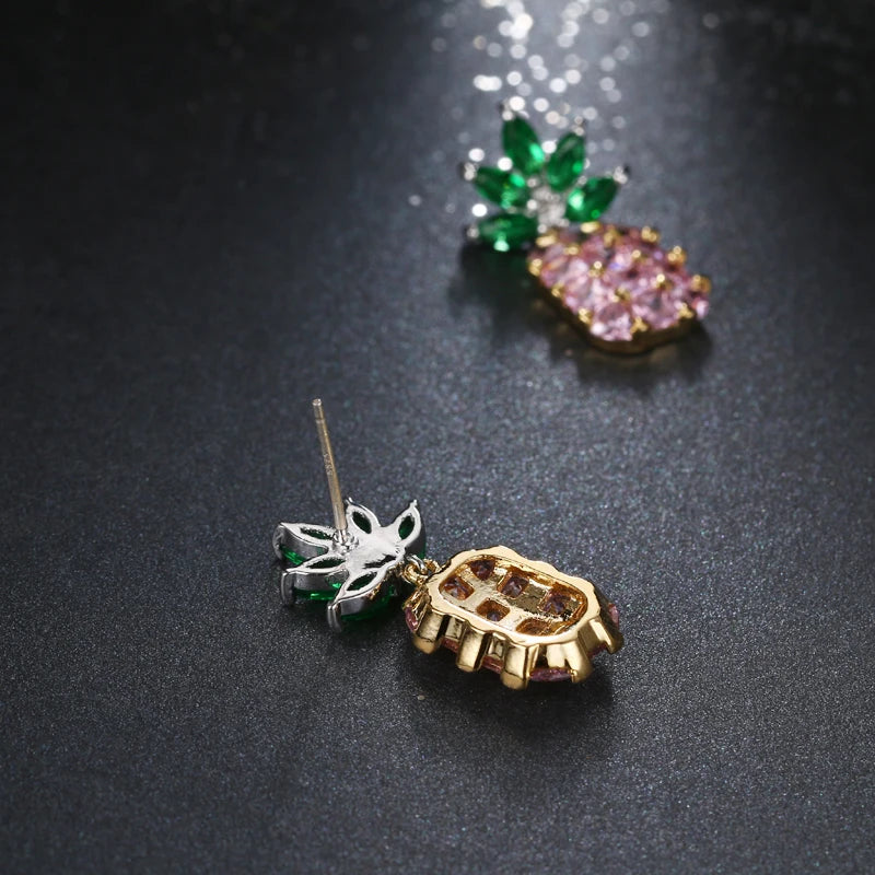 2017 Z Pineapple Yellow Big Jewel Crystal Silver Earrings Female Sweet Lady Charm Geometry High Quality Jewelery Festival Gift