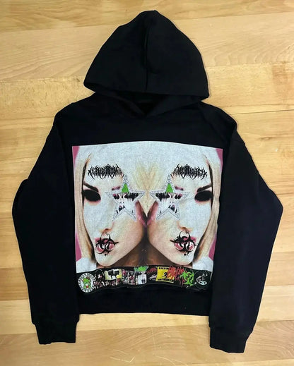 Harajuku High Street Print Hoodie Oversized Goth Streetwear Tops Grunge Hoodies Women Couples New Sweatshirt Gothic Y2k Clothes Couture Cozy