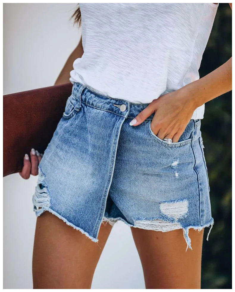 Women Summer Denim Shorts Skirts Ladies Casual Blue Jeans Shorts Elegant Hot Short