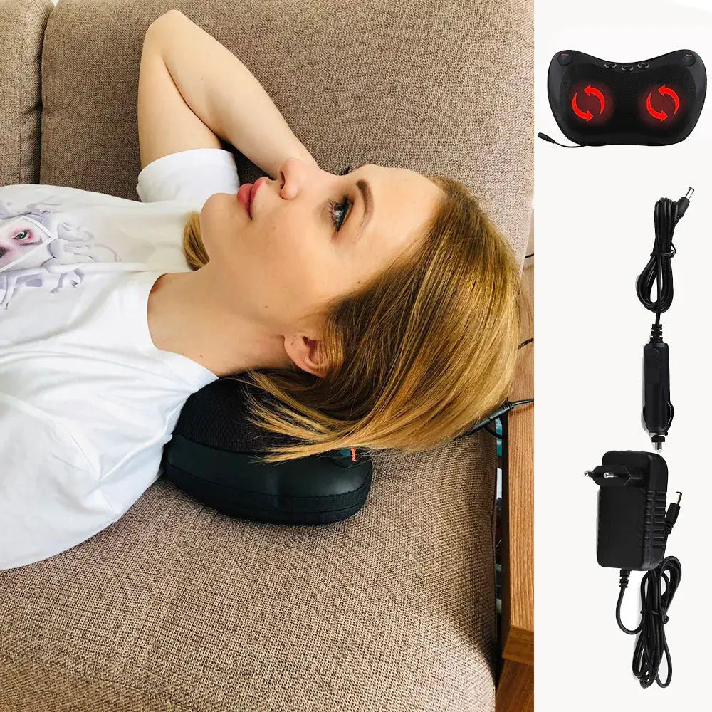 Head Neck Massager Car Home Cervical Shiatsu Massage Neck Back Waist Body Electric Multifunctional Massage Pillow Cushion