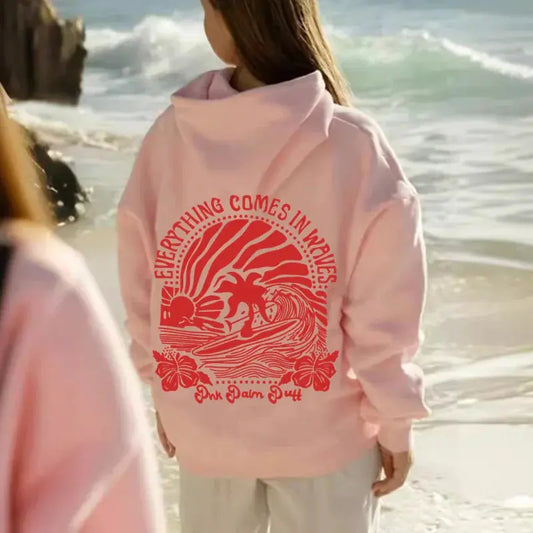 Hip Hop Street PINK PALM PUFF Printed Female Hoodies Fashion Hoodie Oversize Loose New Sweatshirts Autumn Warm Fleece Clothing Couture Cozy