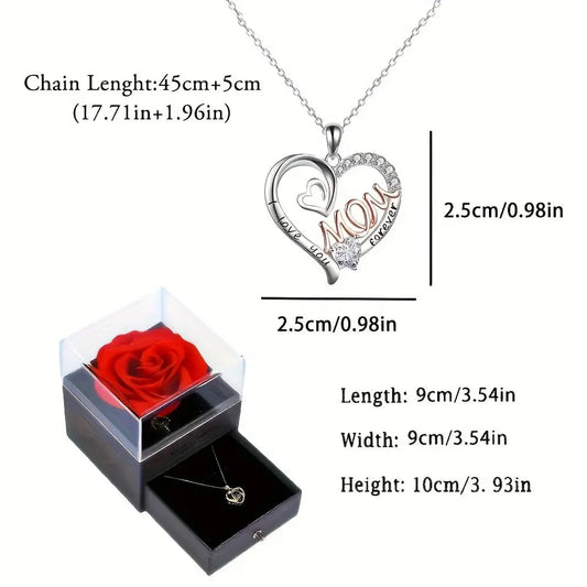 I Love You Mom Necklace With Luxury Rose Gift Box For Mom Birthday Christmas Romantic Gift 2023 Hot Fashion Jewelry Accessories