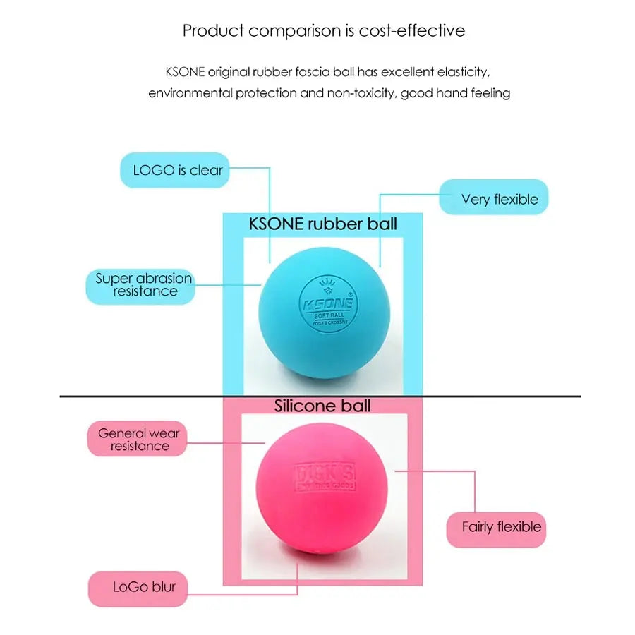 KSONE Massage Ball 6.3cm Fascia Ball Lacrosse Ball Yoga Muscle Relaxation Pain Relief Portable Physiotherapy Ball 3 Couture Cozy