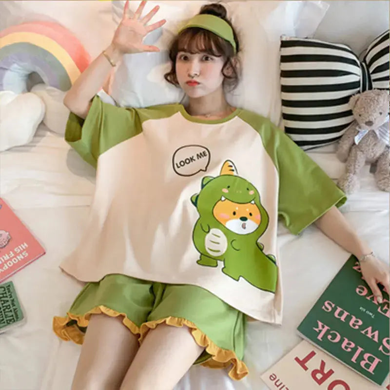 Kawaii Sanrios Kuromi Pajama Sets Spring and Autumn Cartoon Cotton Pajamas for Women Cute Casual Home Wear Set Couture Cozy