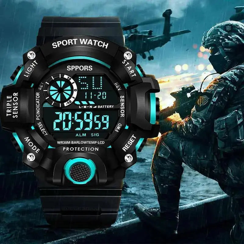 Kegllect [Ready Stock ]  Men Sports Multifunction Life Digital Watch Casual Watches