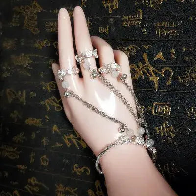 Korean Fashion Butterfly Bracelet for Woman Bells Bangles Vintage Silver Color Ring Bracelet for Women Jewelery Pulseras Mujer - Couture Cozy