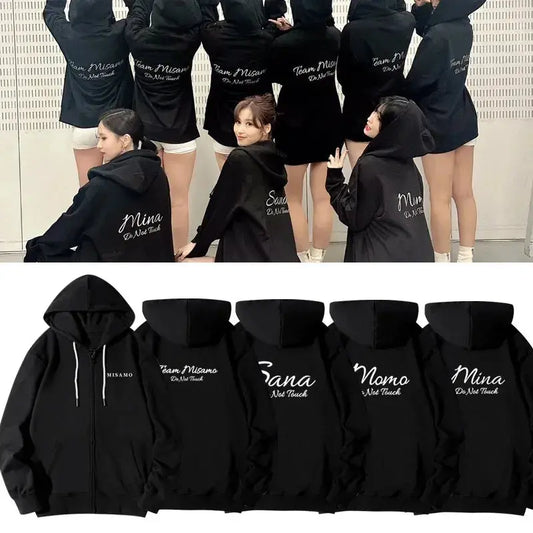 Kpop Y2K Twice Japan MISAMO Tour Do Not Touch Long-sleeved Unisex Sweatshirt ZIP-UP Loose Printe Pullover Coat Oversize Hooded Couture Cozy