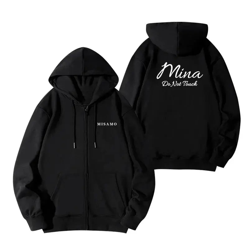 Kpop Y2K Twice Japan MISAMO Tour Do Not Touch Long-sleeved Unisex Sweatshirt ZIP-UP Loose Printe Pullover Coat Oversize Hooded Couture Cozy