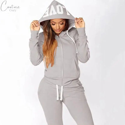 Ladies Fashion Hoodies and Long Pants Set Tracksuits Women Two Pieces Jogging Sports Wear Suit Couture Cozy