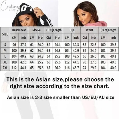 Ladies Fashion Hoodies and Long Pants Set Tracksuits Women Two Pieces Jogging Sports Wear Suit Couture Cozy