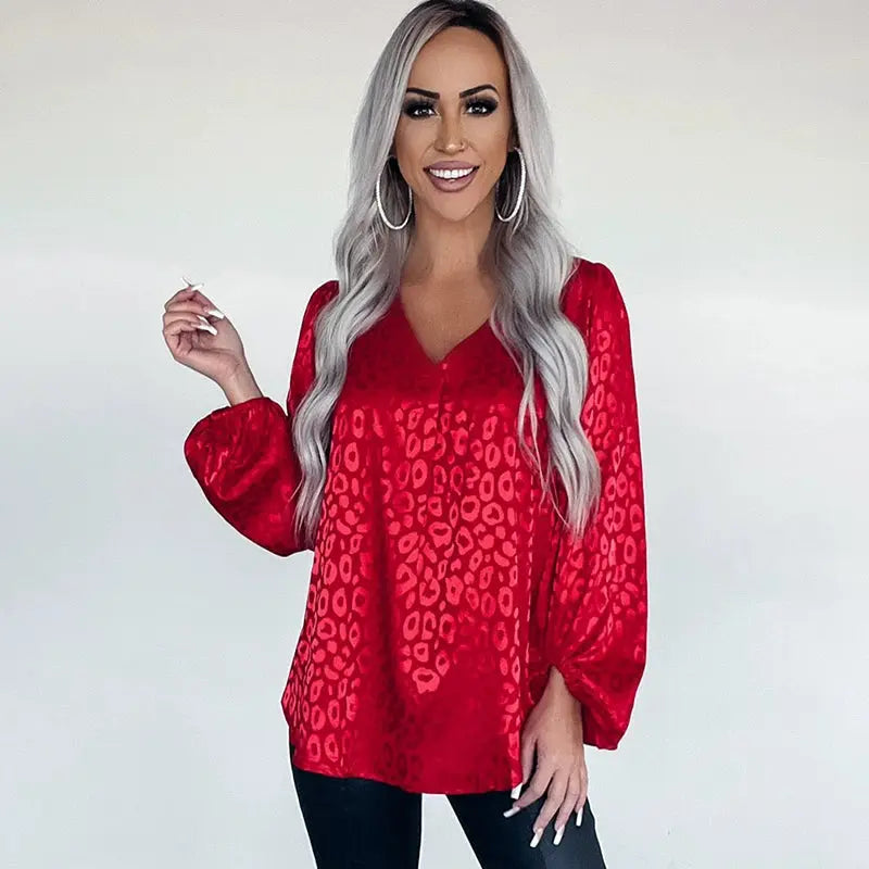 Leopard Print Print Fashion Loose Long Sleeves Women's Pullover