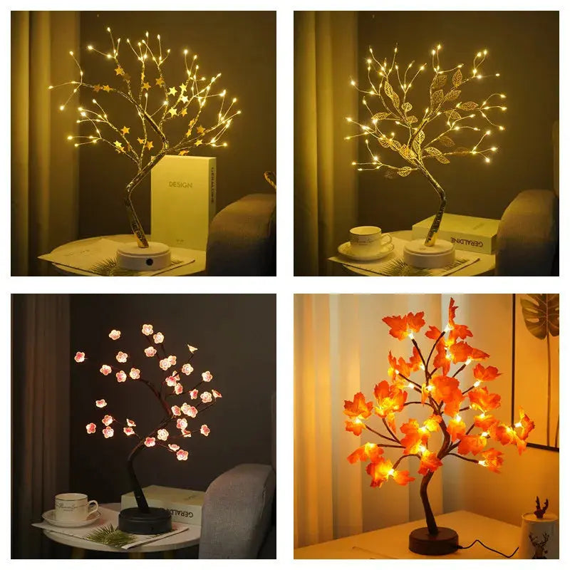 Magical LED Houseplant Lamp Diy Indoor Christmas Decoration Night Light Flowers Artificial Plant Wedding for Home Decor Fixtures