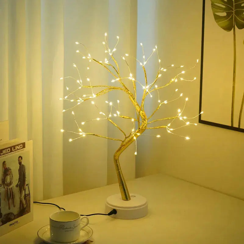 Magical LED Houseplant Lamp Diy Indoor Christmas Decoration Night Light Flowers Artificial Plant Wedding for Home Decor Fixtures