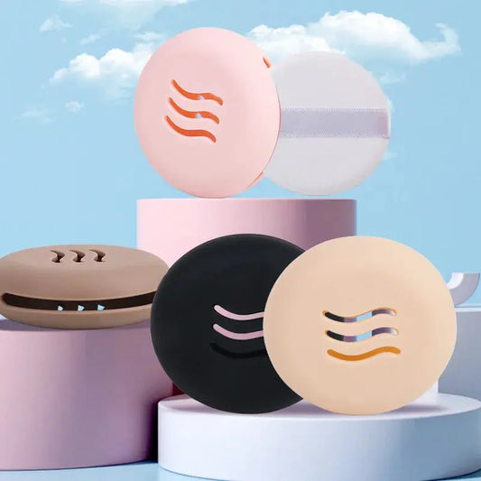 Makeup Sponge Holder Shatterproof Eco-Friendly Silicone Beauty Make Up Carrying Box Mini Round Cosmetic Puff Organizer Box