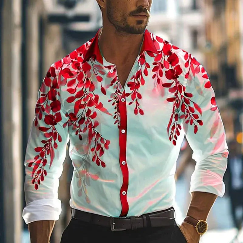 Men's Business Casual 3D Printed Shirt Work Daily Wear Streetwear Spring Summer Lapel XS-6XL Long Sleeve Stretch Fabric Shirt Couture Cozy