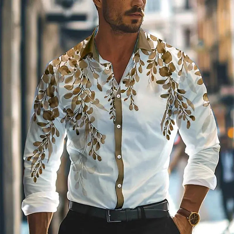 Men's Business Casual 3D Printed Shirt Work Daily Wear Streetwear Spring Summer Lapel XS-6XL Long Sleeve Stretch Fabric Shirt Couture Cozy