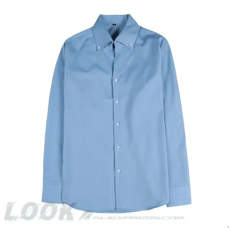 Men's Italian Collar Shirt, Wrinkle-free, Casual, Fashionable, Slim-fit with A Lapel Design, Branded Clothing, Youth, New