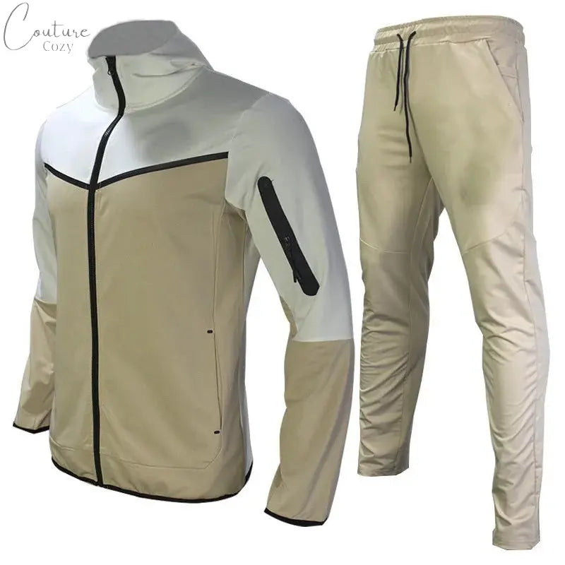 Men's Long-sleeved Hoodie and Loose Pants Casual Splicing Sportswear Fitness Jogging Suit Male Autumn Couture Cozy