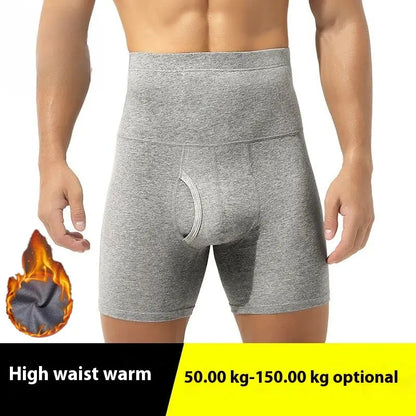 Men's Panties Cotton High-waisted Double-layer Warm Heat Boxers Winter Pants Fleece Large Size Anti-wear Legs Shorts Pajamas Couture Cozy