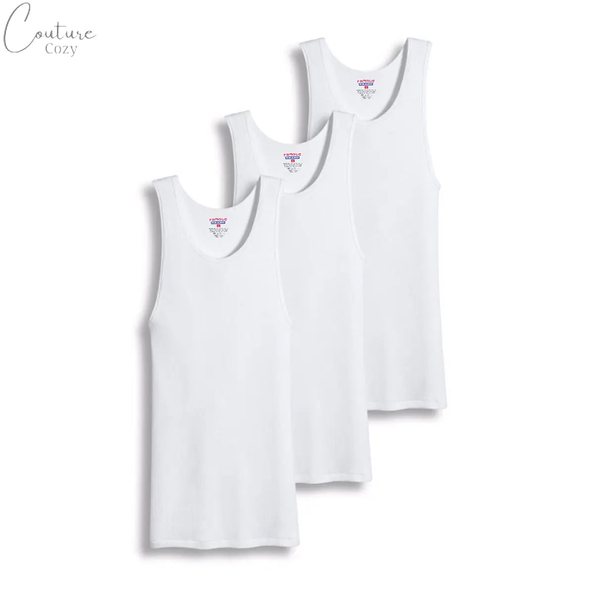 Mens 100% Big And Tall Cotton Tank Top Wife Beater A-Shirt Undershirt Couture Cozy