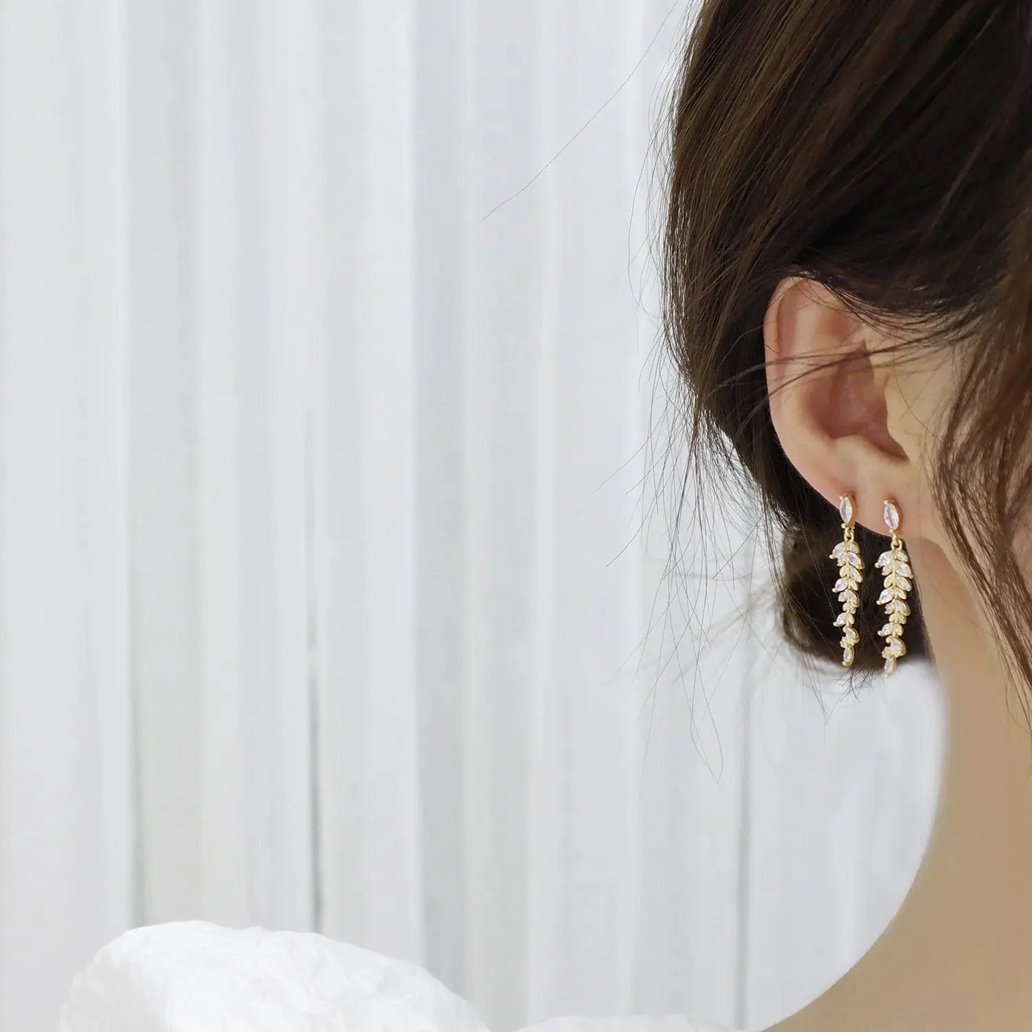 New Design Fashion Korea Jewelery Crystal Wheat Ears Long Elegant Stud Earrings for Woman  Holiday Party Daily Exquisite Earring