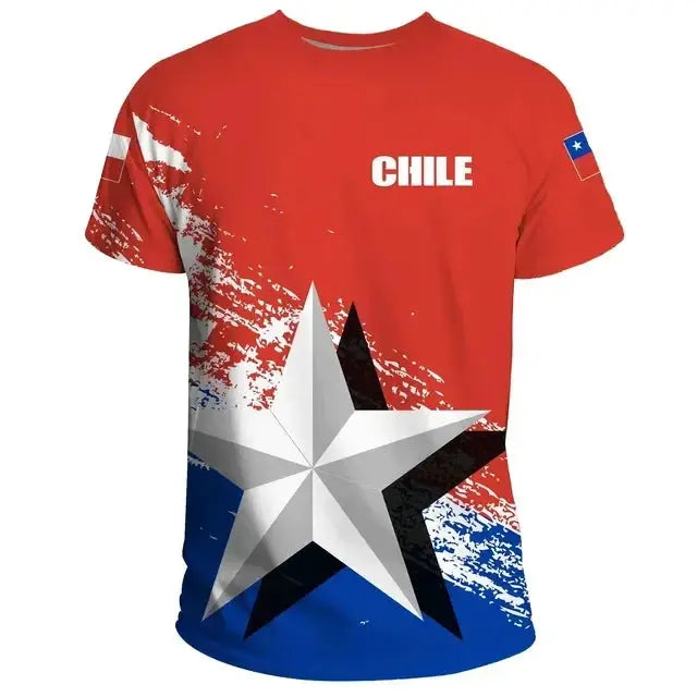 New Hot Chilean 3D Printed T-shirt Men's Summer O Collar Short Sleeve Oversized Top Casual Sports Loose Street Wear Harajuku Top Couture Cozy