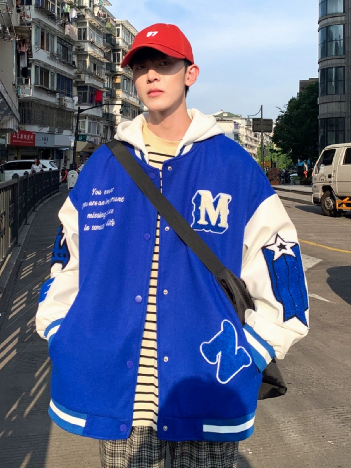 Trendy Spring and Autumn Loose Flying Hooded Baseball Uniform