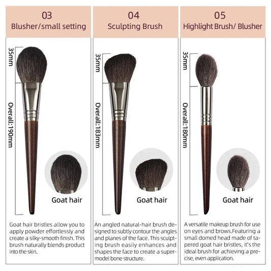 OVW Makeup Brushes Sets Soft Goat Hair Blusher Sculpting Highlight 3pcs Make Up Brush Set maquiagem