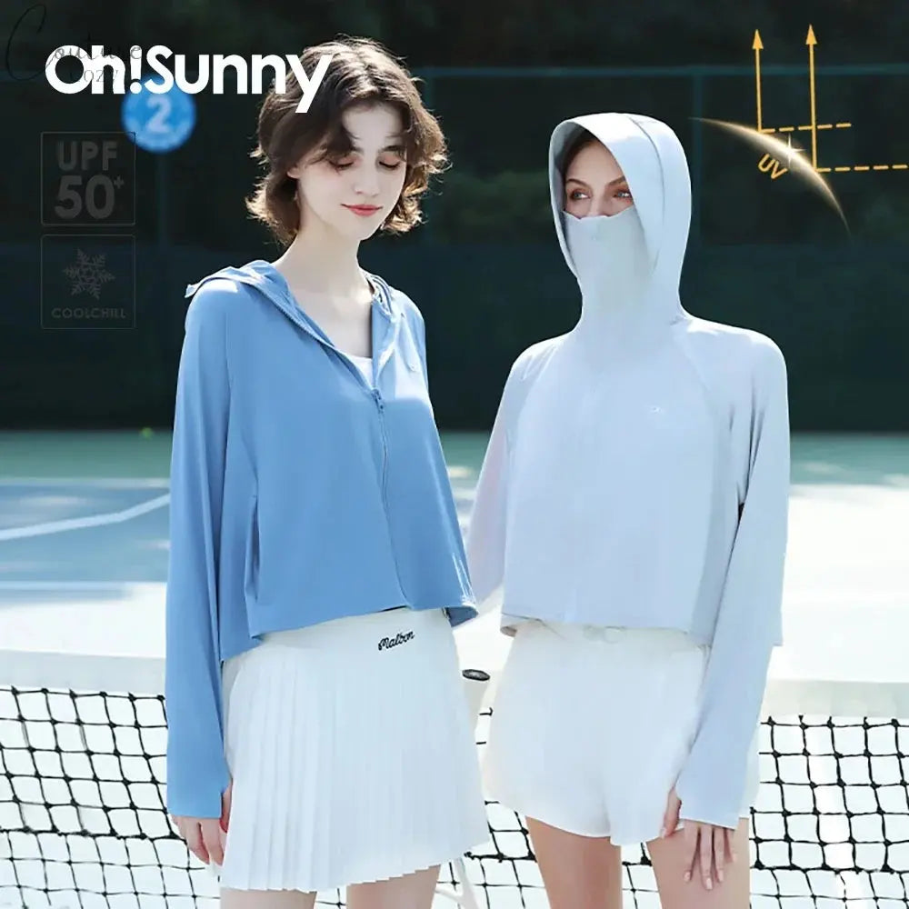 OhSunny Sun Protection Coat Coolchill Fabric Anti-UV Breathable Skin UPF50+ Quick Dry Hoodie Outdoors Summer Women Sport Jacket Couture Cozy