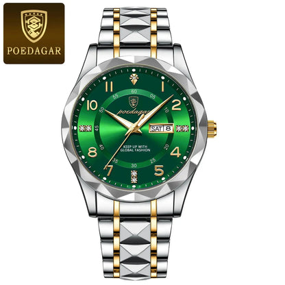 POEDAGAR Luxury Men Quartz Watch Waterproof Date Week Luminous Wristwatch Stainless Steel Men's Watches Male Clock Sports Reloj Couture Cozy