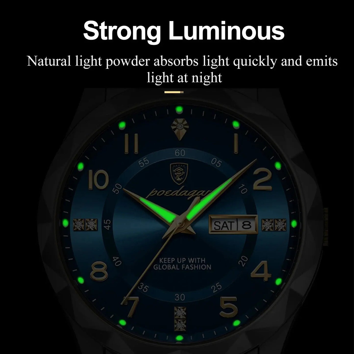 POEDAGAR Luxury Men Quartz Watch Waterproof Date Week Luminous Wristwatch Stainless Steel Men's Watches Male Clock Sports Reloj Couture Cozy