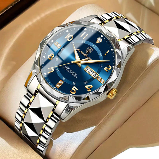 luxury men watch Waterproof Date Week Luminous Wristwatch Stainless Steel Men's Watches Male Clock Sports Reloj