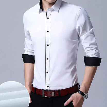 Plus Size 3xl to 13xl formal shirts for men striped long sleeved slim fit dress shirts Solid Social Man's Clothing white black Couture Cozy