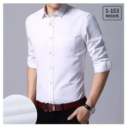 Plus Size 3xl to 13xl formal shirts for men striped long sleeved slim fit dress shirts Solid Social Man's Clothing white black Couture Cozy