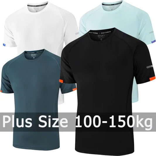 Half Sleeve T-shirt for Men 5XL-9XL Summer Quick Drying Sport T-shirt Breathable Oversized Running Fitness Tee