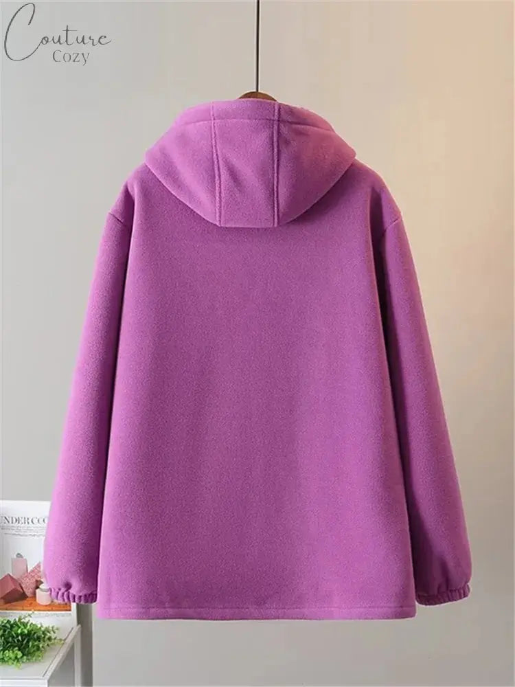 Plus Size Women's Clothing Autumn And Winter Hoodies & Sweatshirt Long Sleeve Zipper Polar Fleece Thick Casual Sports Sweatshirt Couture Cozy