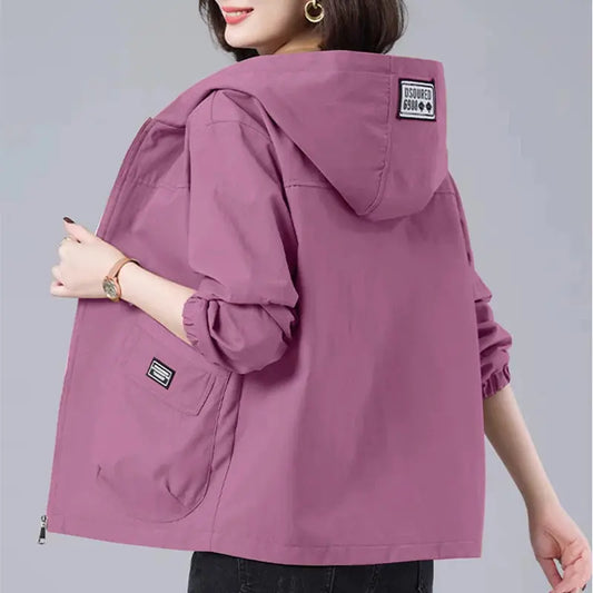 Plus size Hoodie Mom Style Women clothes Spring and Autumn Thin 2024 New Loose Casual Jacket Short Trench coat