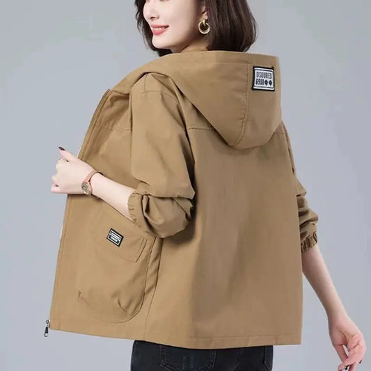 Plus size Hoodie Mom Style Women clothes Spring and Autumn Thin 2024 New Loose Casual Jacket Short Trench coat