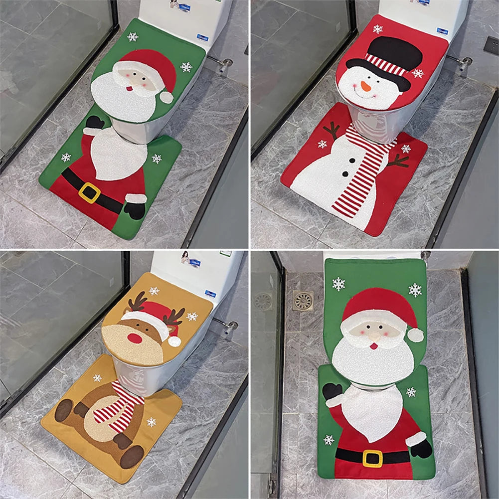 Christmas Toilet Cover Set Deer Toilet Cover Soft Snowman Toilet Cover Christmas Bathroom Decor Toilet Seat Cover and Rug Set Couture Cozy