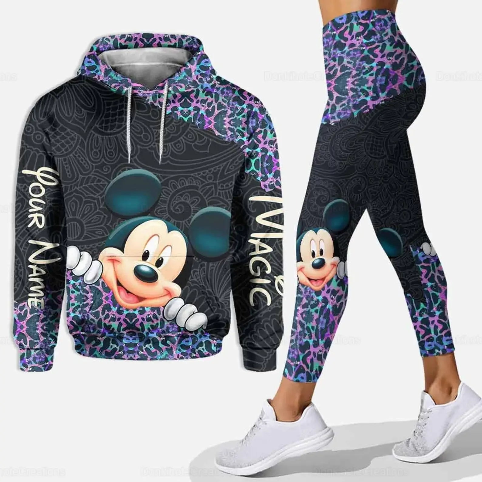 Customizename Mickey Hoodie Women's Hoodie Set Mickey Yoga Pants Sweatpants Womens Disney Yoga Hoodie Leggings Fashion Tracksuit Couture Cozy