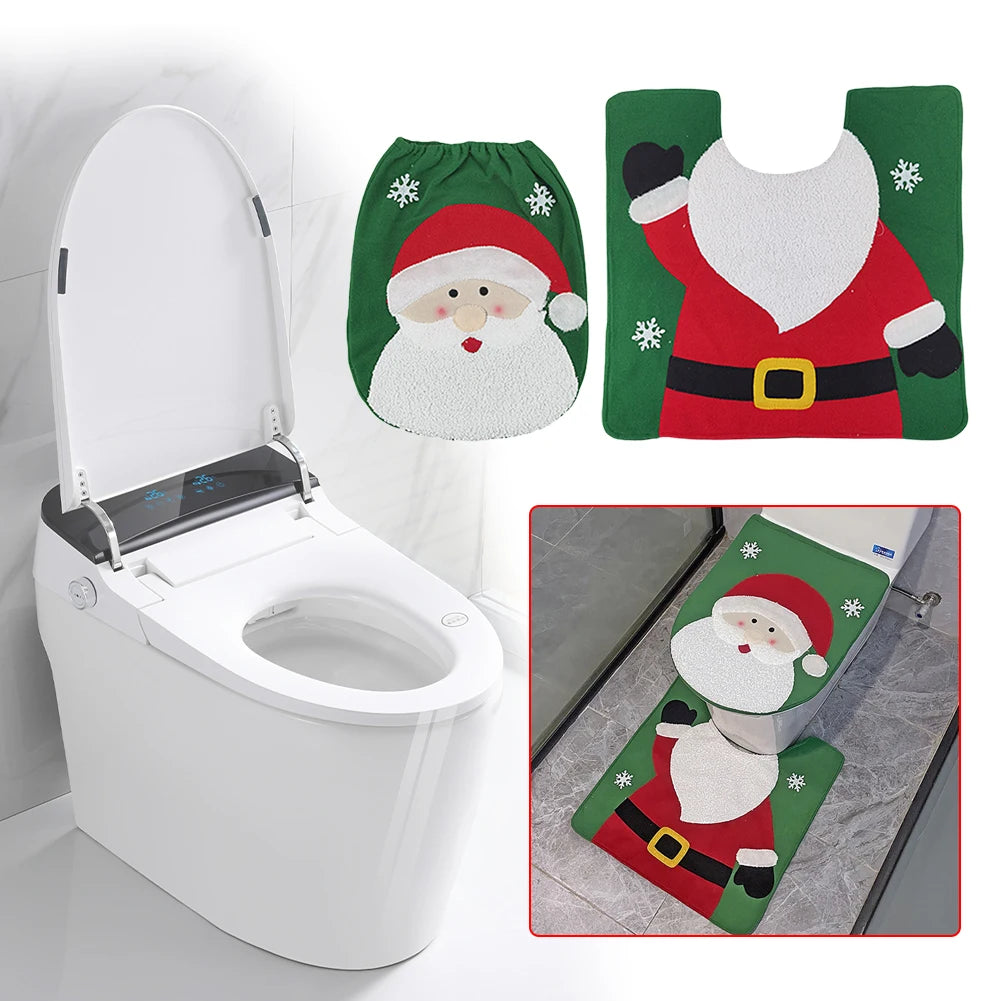 Christmas Toilet Cover Set Deer Toilet Cover Soft Snowman Toilet Cover Christmas Bathroom Decor Toilet Seat Cover and Rug Set Couture Cozy